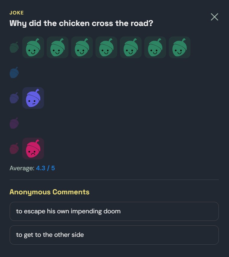 Expanded card showing individual vote breakdown and anonymous comments
