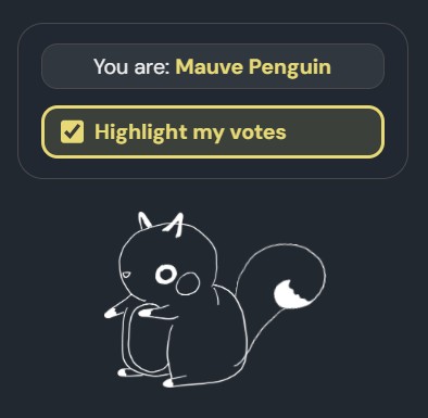 Sidebar showing 'You are: Mauve Penguin' with animated squirrel mascot