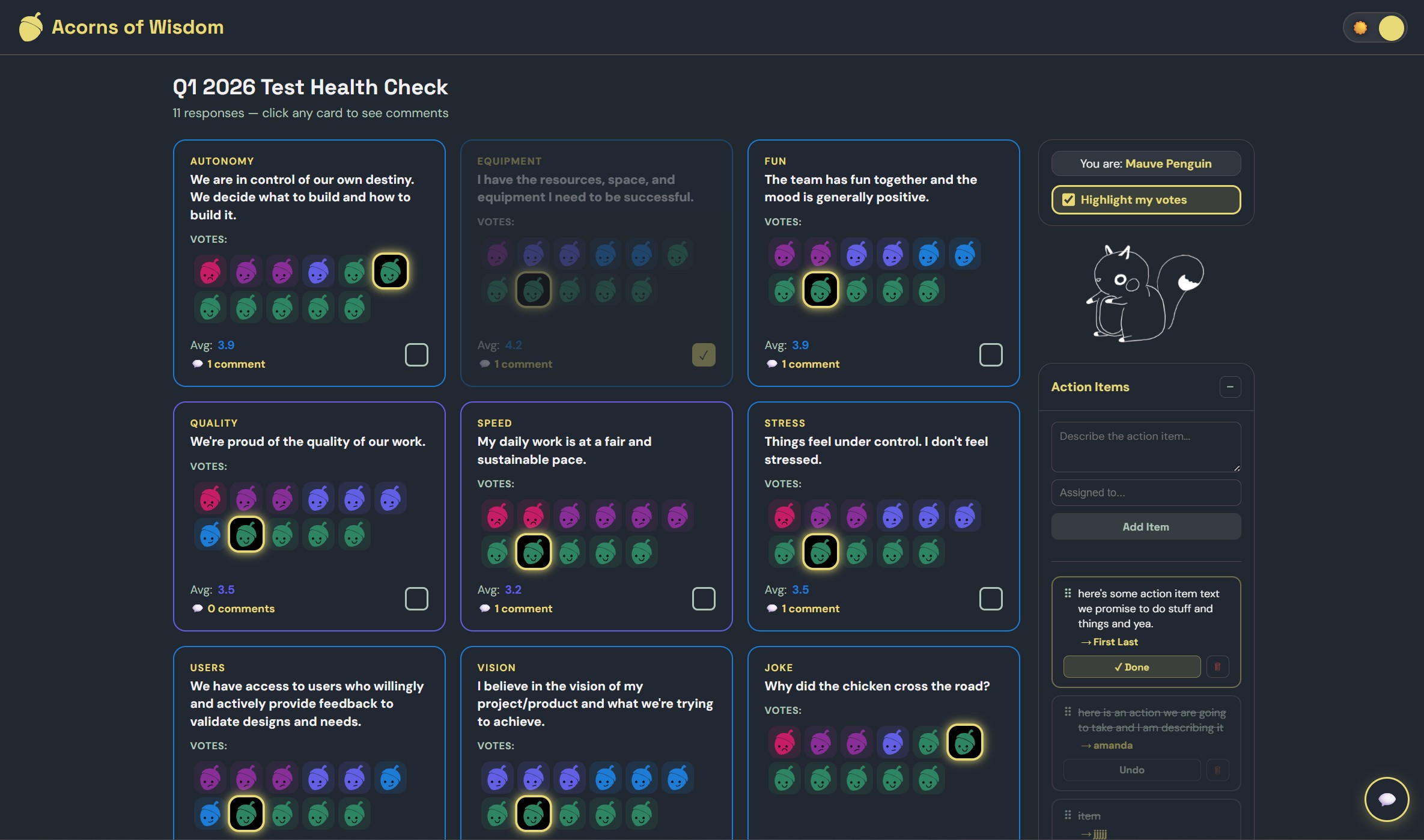 Acorns of Wisdom dashboard, the recreation with new branding and architecture