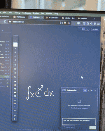 First working session: ChalkboardAI canvas with the math solver connected